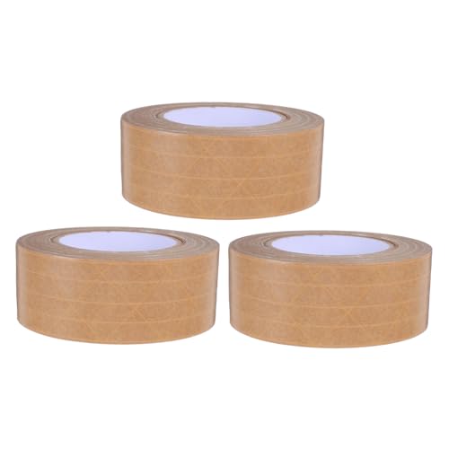 HEATSHAKING 3 Stück Geripptes Kraftpapierband Wasseraktiviertes Klebeband Rahmendichtband Braunes Versandklebeband Verpackungsklebeband Aus Papier Manipulationssicheres Klebeband Khaki von HEATSHAKING