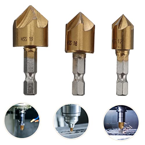 HEATSHAKING 3 Stück Teiliges Hexagonal Schaft Chamfering Cutter mit Klingen Beschichtete Countersink Bohrer für Schnelles Selbstzentrierungssystem Vielseitig Einsetzbar von HEATSHAKING