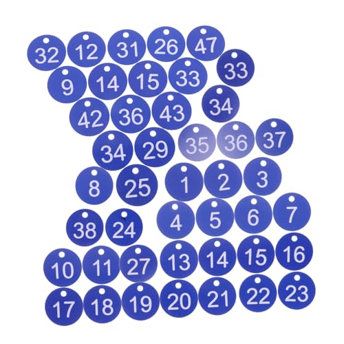HEATSHAKING 50 Stück Bunte Wasserdichte Nummerierte Markierer Wiederverwendbare Schlüssel Id Tags mit Loch für Schulsport Schlüssel und Gerätekennzeichnung von HEATSHAKING