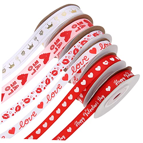 HEATSHAKING 6 Rollen Valentinstag Geschenkband Design Hochwertiges Satinband für Blumenverpackung und Diy für Hochzeiten Geburtstage und Romantische Anlässe HEATSHAKING 6 Rollen Valentinstag Geschenkband Design Hochwertiges Satinband für Blumenverpackung und Diy für Hochzeiten Geburtstage und Romantische Anlässe von HEATSHAKING