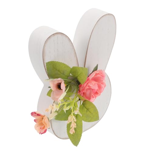 HEATSHAKING Rustikale Osterdeko Holz Hase Mit Blumenmotiv Freistehende Tischdekoration Für Festliche Anlässe Süßes Design Für Fröhliche Ostern Rabbit Deko Für Zuhause Und Indoor-Partys von HEATSHAKING