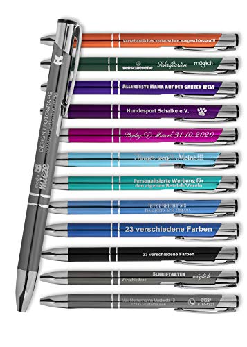 HEAVYTOOL Kugelschreiber mit Gravur SIGNATURE ELEGANCE Lasergravur graphit grau Aluminium (50 Stück) Strichstärke: M ca. 0,6mm Tinte: blau von HEAVYTOOL