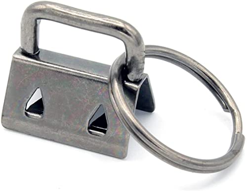 HEAVYTOOL Schlüsselband Rohlinge gunmetal Klemmschließeanhänger mit Schlüsselring für ca. 20 mm breites Gurtband (10 Stück) Klemmschließeanhänger Schlüsselanhänger Schlüsselbändern DIY von HEAVYTOOL
