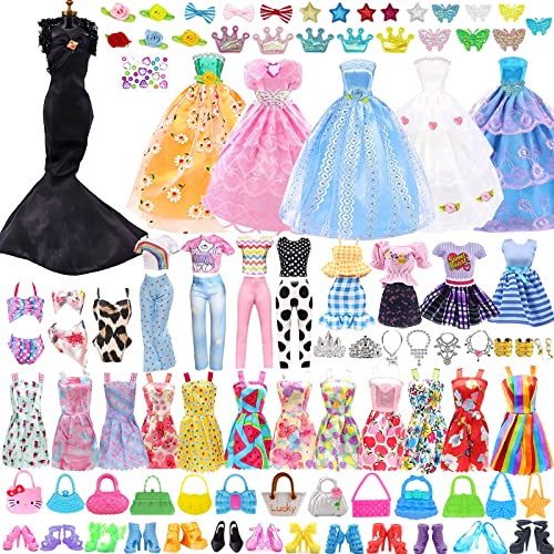 91 Stück Kleidung und Accessoires für 11,5 Zoll Prinzessin Puppe Kleidung Inklusive Hochzeit Kleider Party Tops Hosen Schuhe Pailletten Kleider Lässige Lieferung von HEAWAA