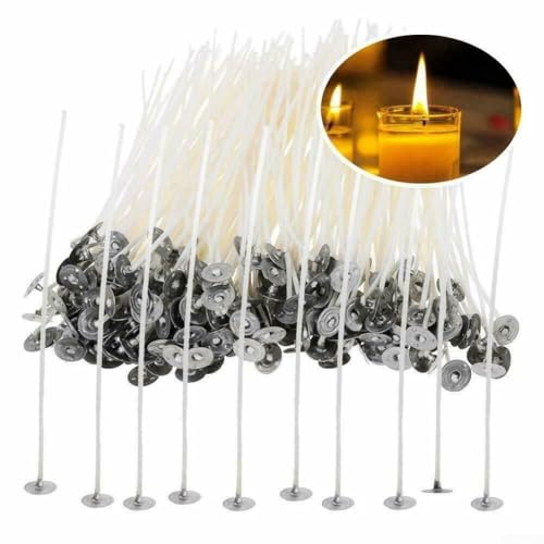 Effizient für Kerzenbasteln, vorgewachste Dochte mit Metallhaltern, 20 Stück von HEBEOT