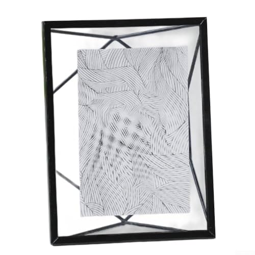 Schwebender Glasrahmen aus Metall mit stabiler Staffelei zum Präsentieren von Fotos und Kunstwerken (Diamond Black - 6) von HEBEOT