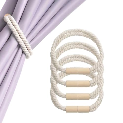 HECHKJ 4 Stück Raffhalter Magnetisch, 50 cm Cremeweiß Vorhanghalter Magnetisch, Magnetische Gardinenschlaufen, Baumwolle-Leinen Gardinen Halter - für Schlafzimmer, Wohnzimmer, Küche HECHKJ 4 Stück Raffhalter Magnetisch, 50 cm Cremeweiß Vorhanghalter Magnetisch, Magnetische Gardinenschlaufen, Baumwolle-Leinen Gardinen Halter - für Schlafzimmer, Wohnzimmer, Küche von HECHKJ