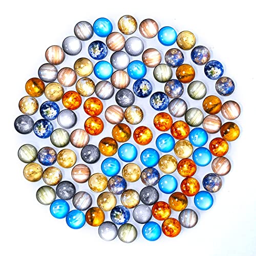 100 Stück 12mm Glasnuggets Dekorative Glas Cabochons Granulate für DIY Handwerk Schmuck Machen (Planet) von HEEFEN