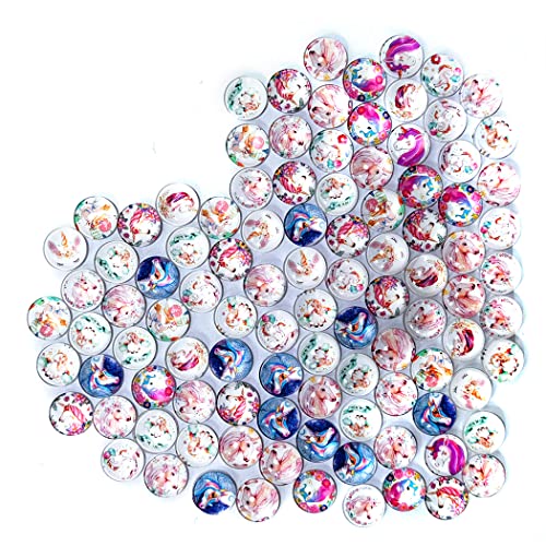 100 Stück 12mm Glasnuggets Dekorative Glas Cabochons Granulate für DIY Handwerk Schmuck Machen (Unicorn) von HEEFEN