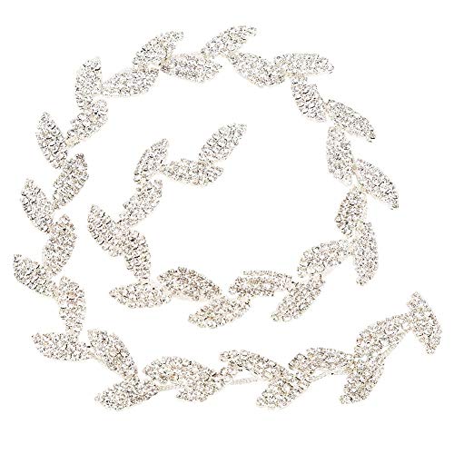 1 Yard Strass Trim, Tree Leaf Shape elegante Crystal Clear Glas Strass Applique Braut Kette für Hochzeitskleid Halskette HeadwearStrasssteine von HEEPDD