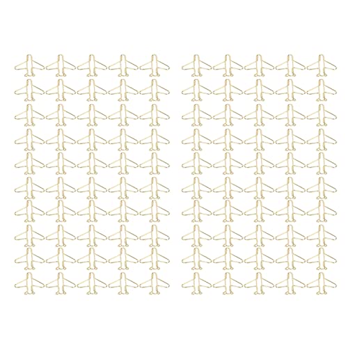100Pcs Papierklammern Binder Clips Gold niedlich Flugzeug geformt Metall Büroklammer tragbar Anti-Rost Galvanik Büroklammern für Büro Schule Dokument von HEEPDD