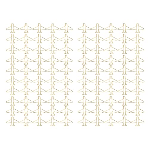 100Pcs Papierklammern Binder Clips Gold niedlich Flugzeug geformt Metall Büroklammer tragbar Anti-Rost Galvanik Büroklammern für Büro Schule Dokument von HEEPDD