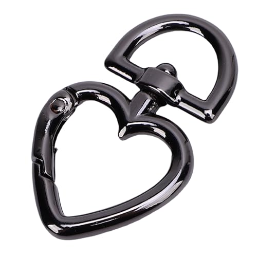 12 Pcs Herzform Schwenkschnallen, Zinklegierung 360 ° Rotation Multifunktionaler Trigger Federschlüsselungsschnallen Trigger Federschlüsselrichter Haken für Handtasche (Silberschwarz) von HEEPDD