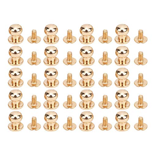 20 Stücke Rundkopf Kupfer Stud, Metal Punk Spikes Flecken DIY Kupfer Nieten Rundkopf Nippel Massivem Kupfer Nagel Rivet Button für Leder Niete Ledertaschen Gürtel DIY Buchschrauben [Gold] von HEEPDD