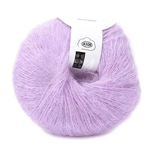 26g / Rolle Weiche Angora Mohair Garn Lange Wolle Strickgarn mit Häkeln für Kleidungsstücke Schals Pullover Schal Hüte und Bastelprojekte(violett) von HEEPDD