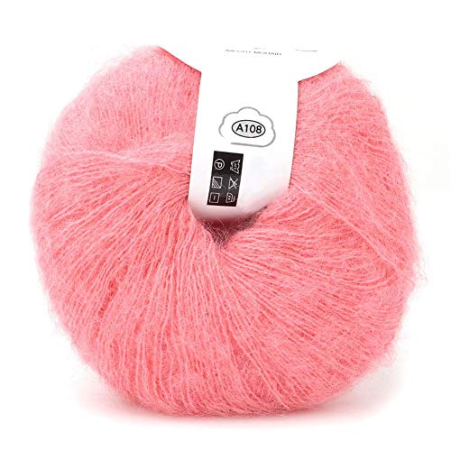 HEEPDD 26 g/Rolle Angora Mohair, weich, lange Wolle, zum Stricken mit Haken für Kleidung, Schals, Hüte und Bastelprojekte [Hautrosa, Wollknäuel] von HEEPDD