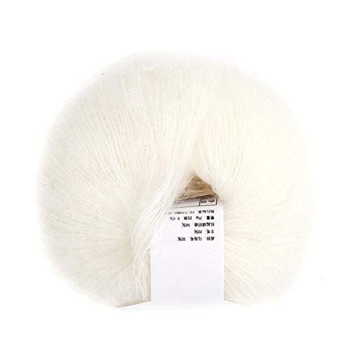 26g / Rolle Weiche Angora Mohair Garn Lange Wolle Strickgarn mit Häkeln für Kleidungsstücke Schals Pullover Schal Hüte und Bastelprojekte[Weiß]Häkel- & Strickgarn von HEEPDD