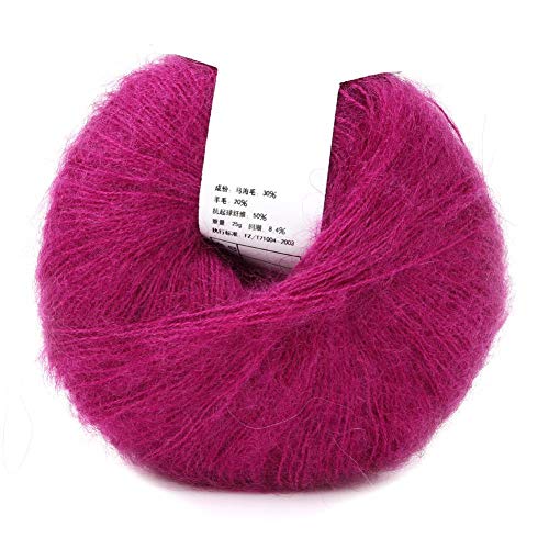 26g / Rolle Weiche Angora Mohair Garn Lange Wolle Strickgarn mit Häkeln für Kleidungsstücke Schals Pullover Schal Hüte und Bastelprojekte[dark red]Häkel- & Strickgarn von HEEPDD