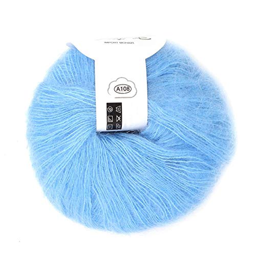 26g / Rolle Weiche Angora Mohair Garn Lange Wolle Strickgarn mit Häkeln für Kleidungsstücke Schals Pullover Schal Hüte und Bastelprojekte[hellblau]Häkel- & Strickgarn von HEEPDD