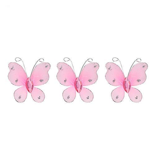 30 Stück Mesh Glitter Butterfly, Wired Mesh Glitter Schmetterlinge mit künstlichen Edelsteinparty Dekorative Requisiten Bekleidungszubehör DIY Handmade Crafts für Unkrautjagd Party[Rosa]Textildeko-Set von HEEPDD