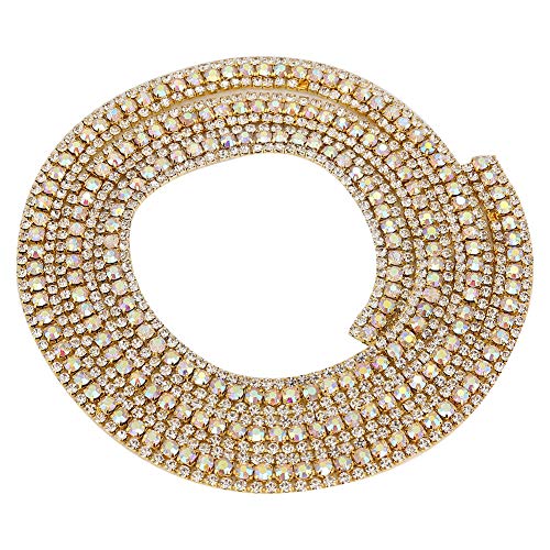 35,4 Zoll Strass Kette, Strass Trim Kette Brautkleid Applique für Hochzeitskleid Halskette Headwear[Gold]Bänder von HEEPDD