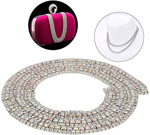 35,4 Zoll Strass Kette, Strass Trim Kette Brautkleid Applique für Hochzeitskleid Halskette Headwear[Silber]Bänder von HEEPDD