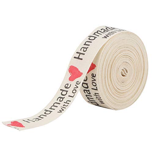5 Yards Wolle Band, 1,5 cm Breite natürliche Baumwolle handgemachte Schriftarten Band Geschenk vorhanden Package Supply Kleidung Label für Handwerk Geschenkpapier Haarschleife Hochzeit Deko Backe(#3) von HEEPDD