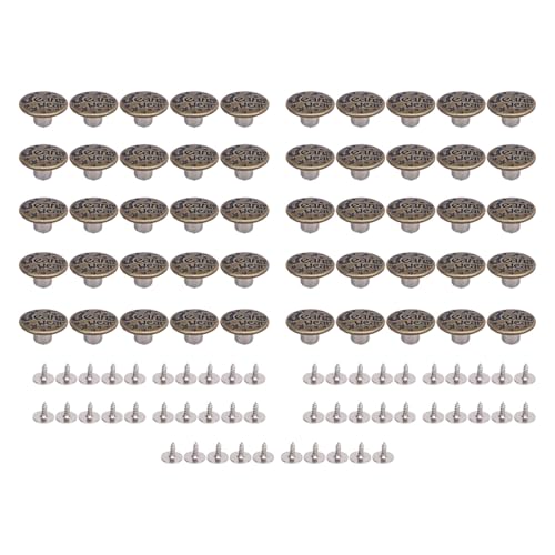50 Sets 17 Mm Jeansknopf-Ersatz, Antike Hosenknöpfe aus Edelstahl ohne Nähen mit Nieten für Jacken, Jeanskleidung, Hüte, Gürtel, Mäntel (Sternbuchstabe) von HEEPDD
