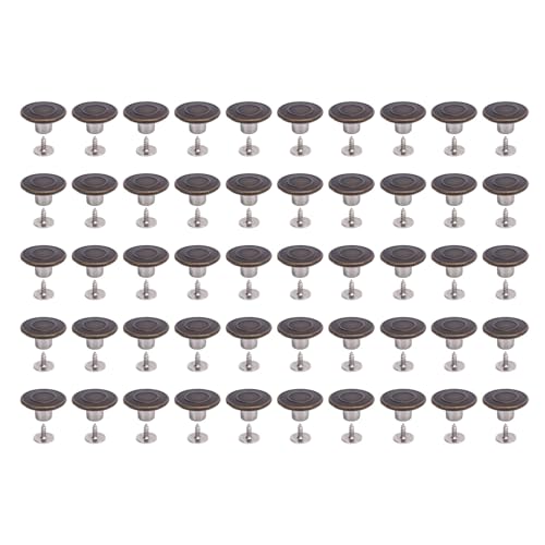 50 Sets 17 -mm -Jeans -Taste Ersatz, Antiquitäten ohne Nähte Edelstahlhosenknöpfe mit Nieten für Jacke Denim -Kleidungshüte Gürteltiere (Bronze rund) von HEEPDD