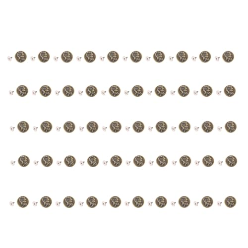 50 Sets Jeansknopf-Ersatz, 17 Mm, Knöpfe ohne Nähen, Hosenknopf-Set aus Edelstahl mit Gewindenieten für Jeansjacken, Mäntel, Schuhe, Gürtel (Rosenmuster) von HEEPDD