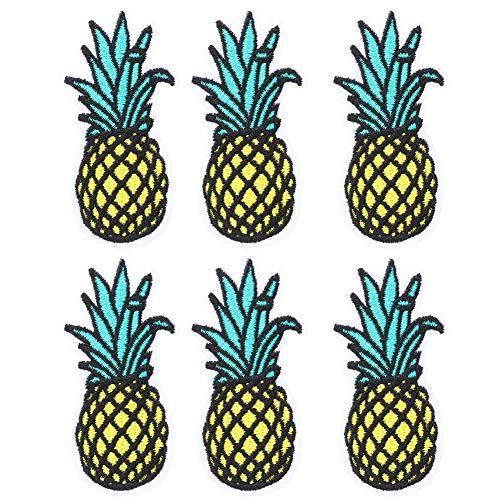 6pcs Ananas Flecken, gestickter Flecken Ananas Bügeln auf niedlichem Ananas Applique DIY T-Shirt Gewebe Aufkleber für Kleidungs Rucksack T-Shirt Jeans Rock Westen Schal Hut BeutelNähsets von HEEPDD