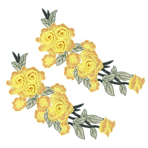 Gestickter Aufnäher, Blumen-Baumwollblumen-gestickter Aufnäher Umweltschutz für Rucksäcke für Westen, Hüte (Gelb) von HEEPDD