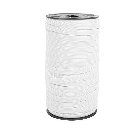 Gummi Band, 8mm 100 Yard Schwere Stretch Strick Elastische Spule Gummiband Seil DIY Gestrickte Elastische Stretchband Kleidung Nähzubehören(Weiß) für Stirnbänder Nähen Kleidung Taillenbänder Weiß von HEEPDD