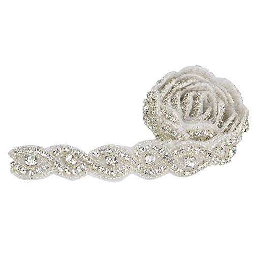 HEEPDD 1 Yard Kette, 8 Form Klarem Kristall Trim Band DIY Handarbeit Nähen Handwerk Zubehör für Kleidung Hochzeitskleid Braut Headwear Dekoration(Silber, weißer Kristall) von HEEPDD