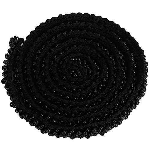 HEEPDD 1 Meter Perlenband, Perlen, Zierband, Zierband, Band, Vintage, bestickter Stoff, Applikationen, Nähen, Handwerk, Hochzeit, 1 cm, schwarze Perlen, Perlenkorten von HEEPDD
