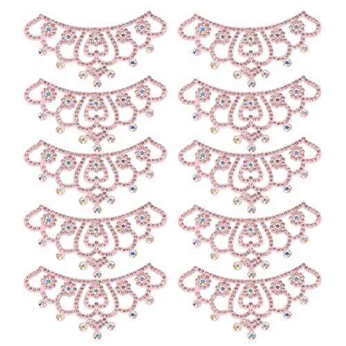 HEEPDD 10 Stück 3,3 X 1,8 Zoll Kronenförmiges Fabrik -Reparaturset, Schöne und Elegante Gestickte Pflaster für Jeanshemden Kleidung Hose. (8,8 x 4,5 cm große rosa Blumenkrone) von HEEPDD
