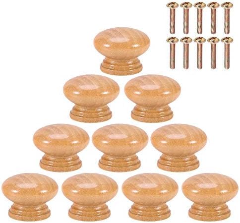 HEEPDD 10 Stück Holzschrank Knöpfe, Natürliche Holz Runde Möbel Zuggriff Küchenschublade Schrank mit Schrauben für Kommode Küchenschrank Kleiderschrank Möbel(33MM) von HEEPDD