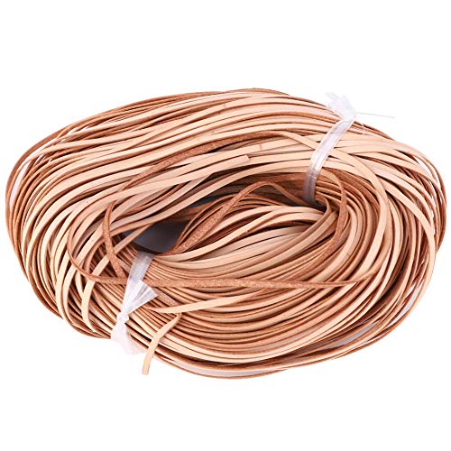 HEEPDD 100 M Flaches Lederband, Manuelles DIY Flaches Lederband Strip Cord Flechtschnur für die Schmuckherstellung Halsketten Armbänder Kumihimo Flechtbänder[Primärfarbe 3mm*1mm100m] Ledernadeln von HEEPDD