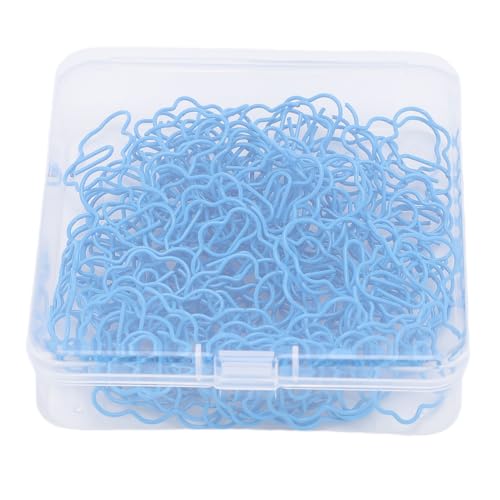 HEEPDD 100 Stück Büroklammern in Wolkenform, Notizklammern in Wolkenform, Lesezeichen in Wolkenform, Niedliche, Lustige Dekorative Planerklammern aus Eisen mit Transparenter Box für (BLUE) von HEEPDD