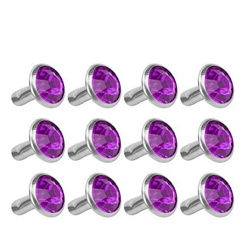 HEEPDD 100 Stücke Strass Niet, B Acryl Diamant Niet 8 MM DIY Dekorative Stud Synthetische Kristall Strass für Gepäck Schuhe Hüte Kleidung Dekoration(Lila) von HEEPDD