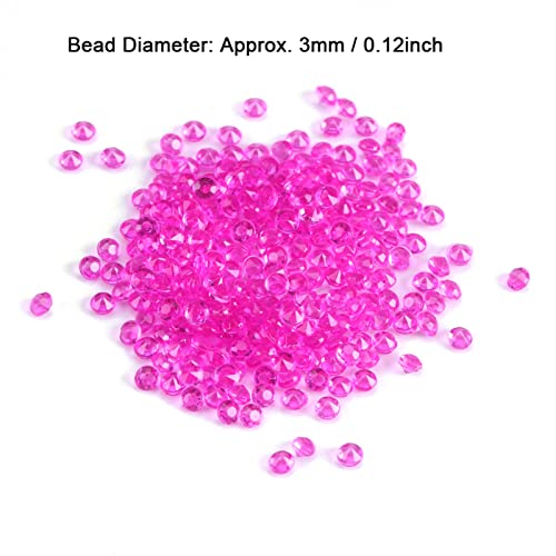 HEEPDD 1000 PCS Acrylperlen Acryl Runde Perlen Acryl Verschiedene Perlen für DIY -Schmuck, die Handwerksdekor mit Funkelnden Diamanteneffekten für Hochzeitsfeier -Wohnkultur Machen (Rosenrot) von HEEPDD