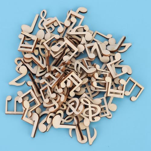 HEEPDD 100pcs Hölzerne Musiknoten, Gute Kunstartikel, DIY -Handwerksschilds für und Partydekoration, 0,79 Zoll Bambus Note Ausschnitt (Hölzerne Musiknoten) von HEEPDD