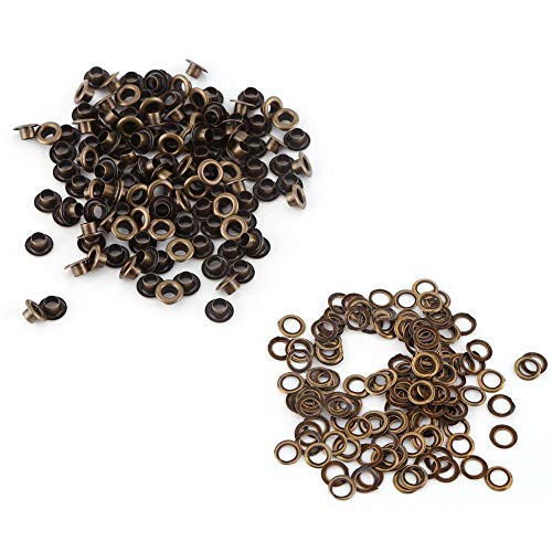 100pcs Ösen Set, Bronze Farbe Plain Ösen und Unterlegen scheiben Ösen Handwerk Nieten Lederhandwerk Tuch Machen Reparatur dekorative Accessoires für Schuhe Handtaschen Hüte[5mm] Teile von HEEPDD