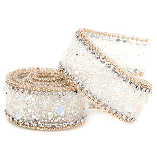 HEEPDD 2,5 cm Kristall Band, DIY Künstliche Diamant Mesh Wrap Roll Chain Trim Banding Applique für Hochzeit Blumenarrangements(#01) von HEEPDD