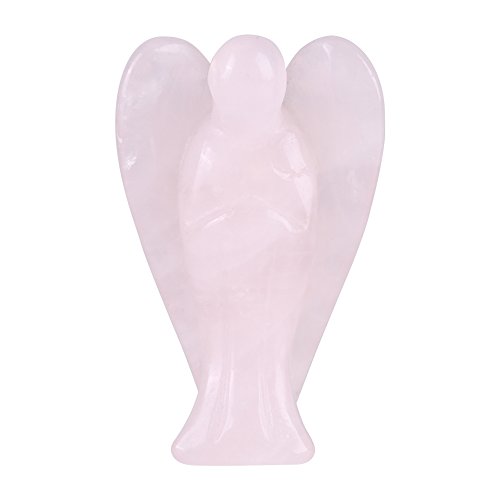 HEEPDD 2 Zoll Opalit Edelstein, Wächter Engel Statue Schutztasche Engel Rosenquarz Heilsorgen Stein geschnitzt Dekoration Glücksbringer Weiß Klar Opal Edelstein Edelstein(Rosa) von HEEPDD