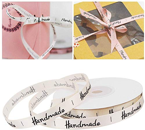 HEEPDD 20 Yards Baumwoll Band, 1cm Breite HANDGEMACHTE Brief Baumwollband Geschenk Geschenkverpackung Satin für Handwerk Geschenk Blumenverpackung Haarschleife Hochzeitsdeko(Beige) von HEEPDD