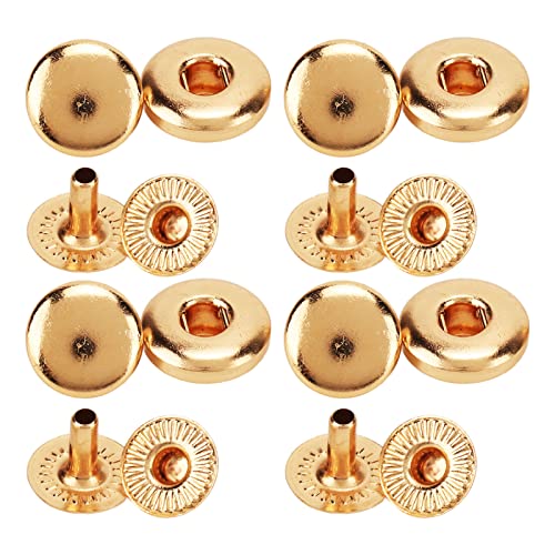 HEEPDD 200 Set Druckknöpfe, 8 mm Starke Druckknöpfe aus Kupfer, Metall, Druckknöpfe, exquisiter Glanz, antikes Messing, Druckknöpfe, weit verbreitete Lederknöpfe für Leinwand, DIY, Taschen, Kleidung, von HEEPDD
