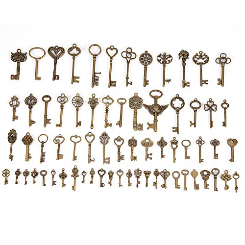 HEEPDD 69 Stück Retro Schlüssel, Antique Bronze Vintage Keys Verschiedene Skeleton Keys für Geburtstag Feier Hochzeit Dekoration DIY Handwerk von HEEPDD