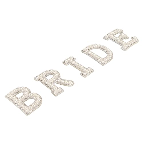 HEEPDD Braut Strassstein Eisen auf Buchstaben 5 Stück Sparkling Pearl Applique Patch für Bekleidungsjacken Hüte DIY -Dekoration von HEEPDD