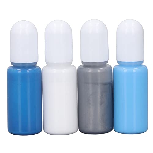HEEPDD Epoxidharz-Pigment, 4 Farben Hochkonzentriertes farbiges UV-Epoxidharz-Farbharz-Pigment für die Schmuckherstellung aus Harz Set 6 Marineblau, Grau, Weiß, Hellblau von HEEPDD